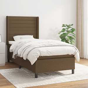 Box spring postel s matrací tmavě hnědá 80x200 cm textil - obrázek 1