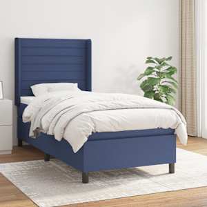 Box spring postel s matrací modrá 80x200 cm textil - obrázek 1