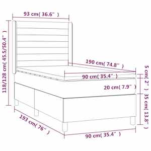 Box spring postel s matrací černá 90x190 cm textil - obrázek 7