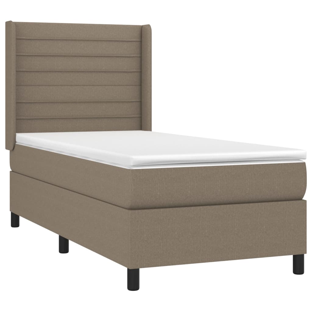 vidaXL Boxspring met matras stof taupe 90x200 cm afbeelding