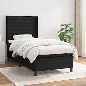 Box spring postel s matrací černá 100 x 200 cm textil - obrázek 1