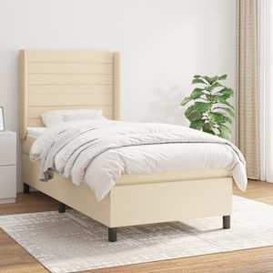 Box spring postel s matrací krémová 100 x 200 cm textil - obrázek 1