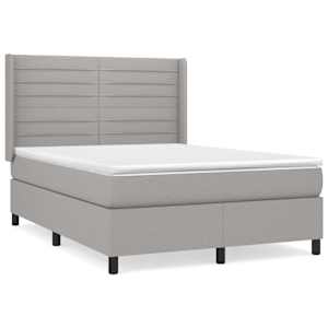 Box spring postel s matrací světle šedá 140 x 190 cm textil - obrázek 2