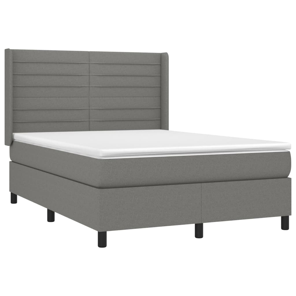 Thumbnail - vidaXL Boxspringbett mit Matratze Dunkelgrau 140x190 cm Stoff