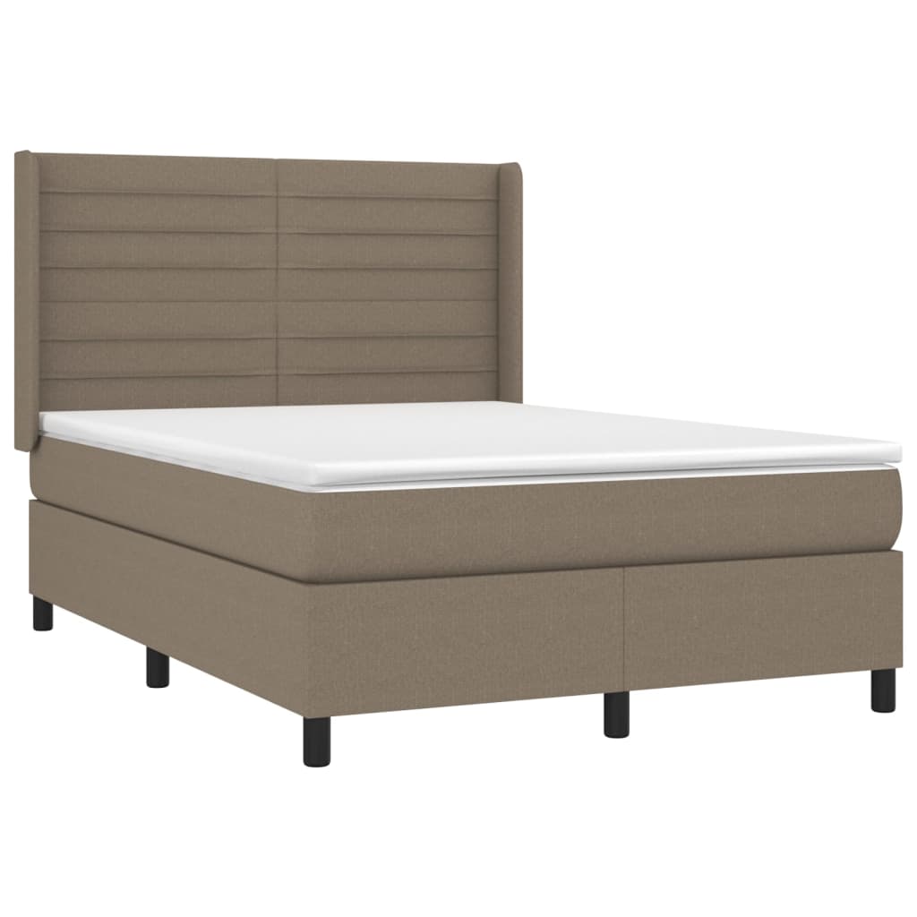 vidaXL Boxspring met matras stof taupe 140x190 cm afbeelding