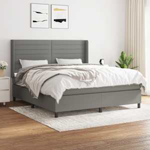 Box spring postel s matrací tmavě šedá 160x200 cm textil - obrázek 1