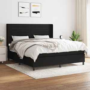 Box spring postel s matrací černá 160x200 cm textil - obrázek 1