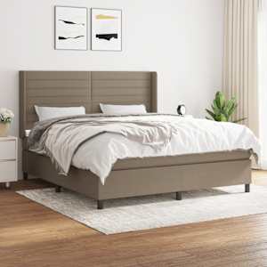Box spring postelja z vzmetnico taupe 160x200 cm blago