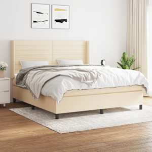 Box spring postel s matrací krémová 160x200 cm textil - obrázek 1