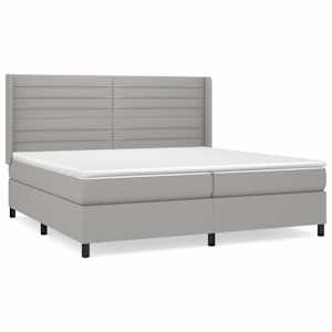 Box spring postel s matrací světle šedá 200 x 200 cm textil - obrázek 2