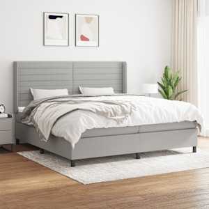 Box spring postel s matrací světle šedá 200 x 200 cm textil - obrázek 1