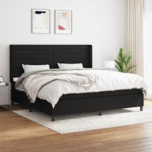 Box spring postel s matrací černá 200x200 cm textil - obrázek 1