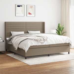 Box spring postel s matrací taupe 200x200 cm textil - obrázek 1