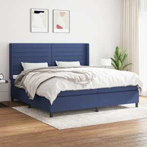 Box spring postel s matrací modrá 200x200 cm textil - obrázek 1