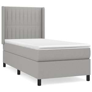 Box spring postel s matrací světle šedá 90x190 cm textil - obrázek 2
