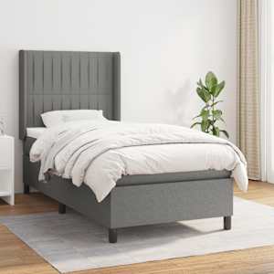 Box spring postel s matrací tmavě šedá 90x190 cm textil - obrázek 1