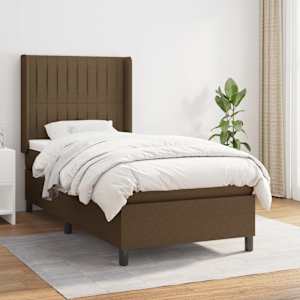 Box spring postelja z vzmetnico temno rjav 90x190 cm blago
