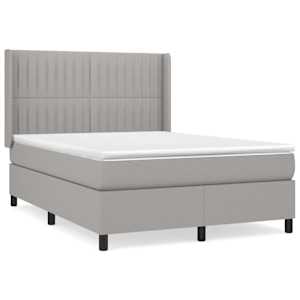 Box spring postel s matrací světle šedá 140 x 190 cm textil - obrázek 2