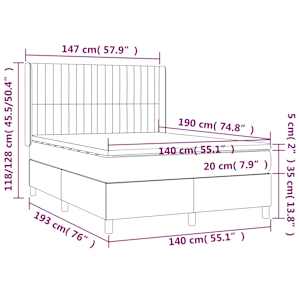 Box spring postel s matrací světle šedá 140 x 190 cm textil - obrázek 7