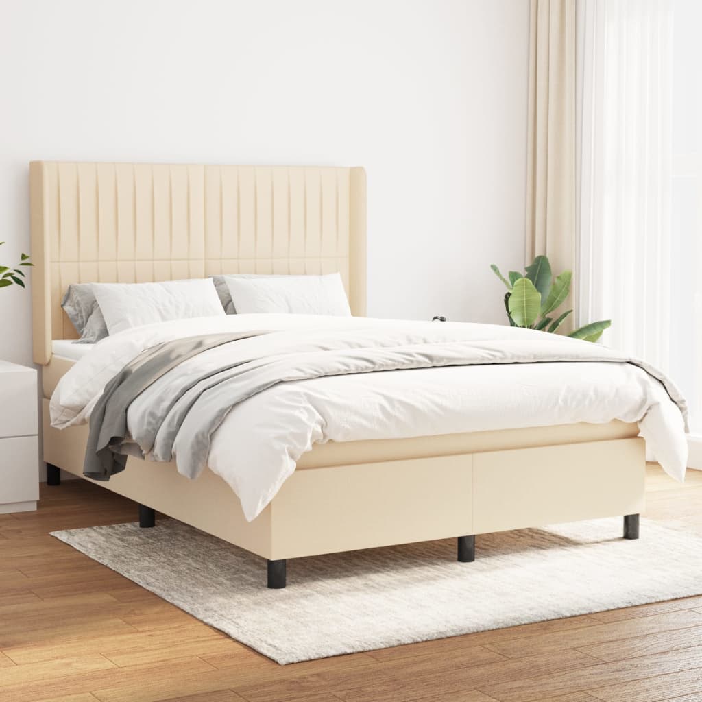 Boxspringbett mit Matratze Creme 140×200 cm Stoff