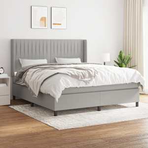 Box spring postel s matrací světle šedá 160 x 200 cm textil - obrázek 1