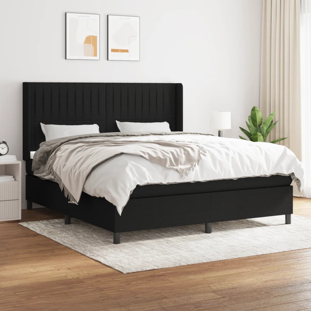 Boxspringbett mit Matratze Schwarz 160×200 cm Stoff