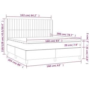 Box spring postel s matrací tmavě hnědá 160x200 cm textil - obrázek 7
