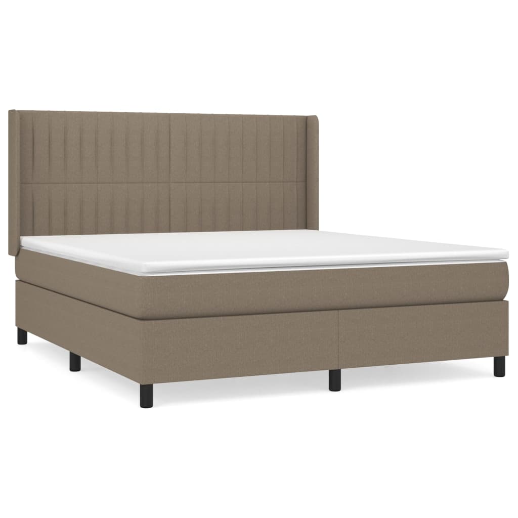 vidaXL Box spring postelja z vzmetnico taupe 160x200 cm blago