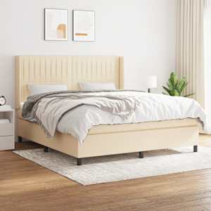 Box spring postel s matrací krémová 160x200 cm textil - obrázek 1