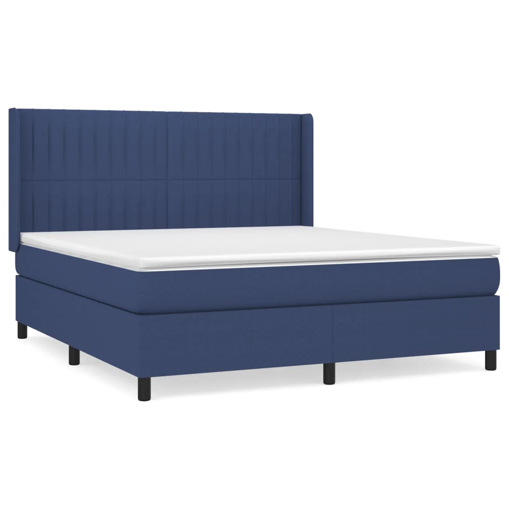 vidaXL Posteľný rám boxspring s matracom modrý 160x200 cm látka