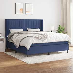 Box spring postel s matrací modrá 160x200 cm textil - obrázek 1