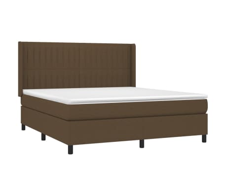vidaXL Cama box spring con colch&oacute;n tela marr&oacute;n oscuro 180x200 cm