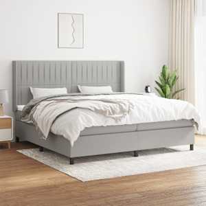 Box spring postel s matrací světle šedá 200 x 200 cm textil - obrázek 1