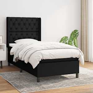 Box spring postel s matrací černá 80 x 200 cm textil - obrázek 1