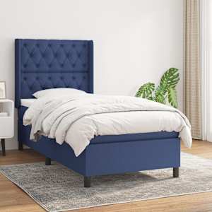 Box spring postel s matrací modrá 80x200 cm textil - obrázek 1