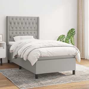 Box spring postelja z vzmetnico svetlo siva 90x190 cm blago