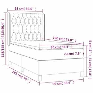 Box spring postel s matrací tmavě šedá 90x190 cm textil - obrázek 7
