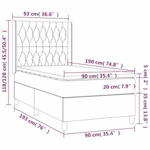 Box spring postel s matrací krémová 90x190 cm textil - obrázek 7