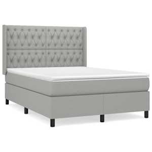 Box spring postel s matrací světle šedá 140 x 190 cm textil - obrázek 2