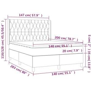 Box spring postel s matrací tmavě šedá 140x200 cm textil - obrázek 7