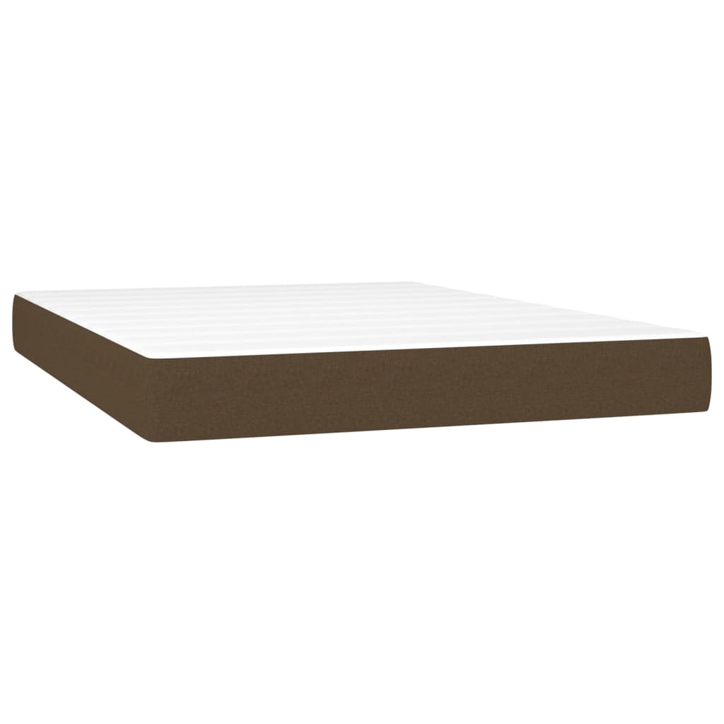 Box spring postelja z vzmetnico temno rjava 140x200 cm blago