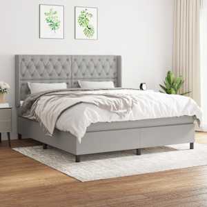 Box spring postel s matrací světle šedá 160 x 200 cm textil - obrázek 1