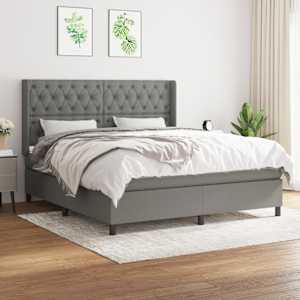 Box spring postel s matrací tmavě šedá 160x200 cm textil - obrázek 1