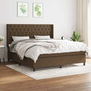 Box spring postel s matrací tmavě hnědá 160x200 cm textil - obrázek 1