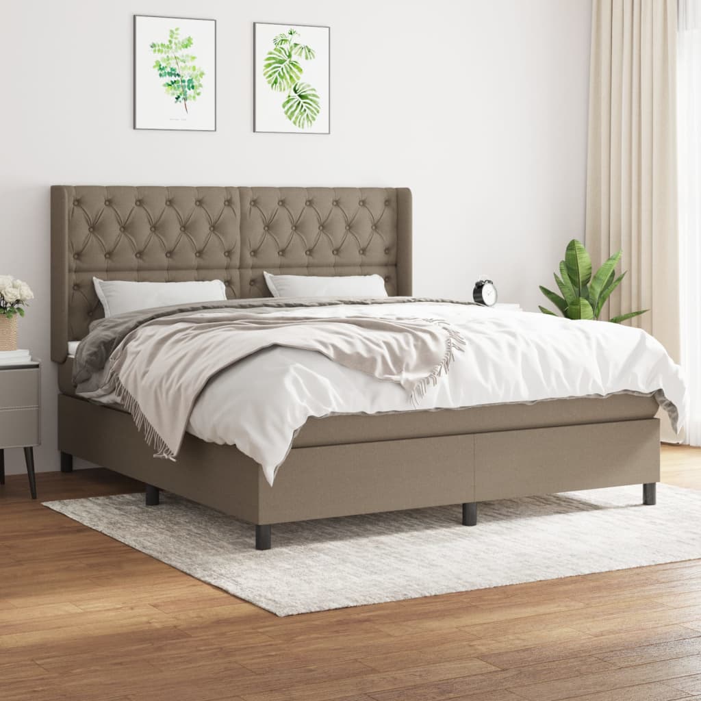 Boxspringbett mit Matratze Taupe 160×200 cm Stoff