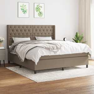 Box spring postel s matrací taupe 160x200 cm textil - obrázek 1