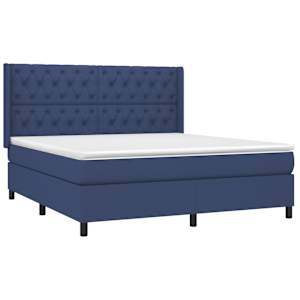 Box spring postel s matrací modrá 160x200 cm textil - obrázek 3