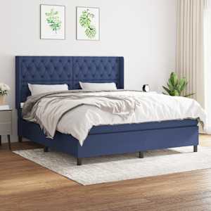 Box spring postel s matrací modrá 160x200 cm textil - obrázek 1
