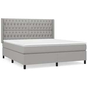 Box spring postel s matrací světle šedá 180 x 200 cm textil - obrázek 2
