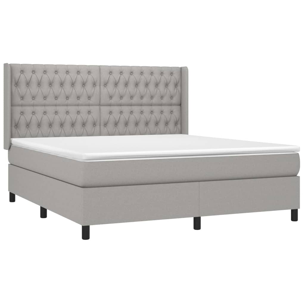 vidaXL Boxspring met matras stof lichtgrijs 180x200 cm afbeelding
